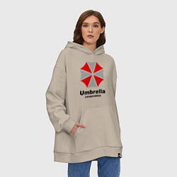 Толстовка-худи оверсайз Umbrella corporation, цвет: миндальный — фото 2