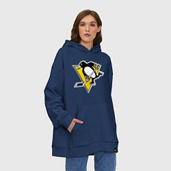 Толстовка-худи оверсайз Pittsburgh Penguins, цвет: тёмно-синий — фото 2