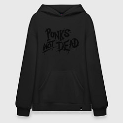 Толстовка-худи оверсайз Punks not dead, цвет: черный