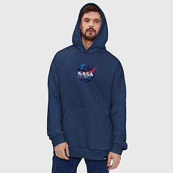 Толстовка-худи оверсайз NASA: Cosmic Logo, цвет: тёмно-синий — фото 2