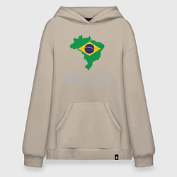 Толстовка-худи оверсайз Brazil Country, цвет: миндальный