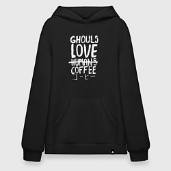 Толстовка-худи оверсайз Ghouls Love Coffee, цвет: черный