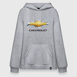 Толстовка-худи оверсайз Chevrolet логотип, цвет: меланж