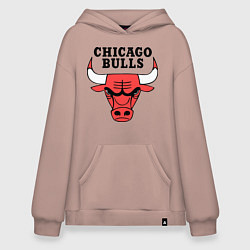 Толстовка-худи оверсайз Chicago Bulls цвета пыльно-розовый — фото 1
