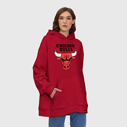 Толстовка-худи оверсайз Chicago Bulls, цвет: красный — фото 2