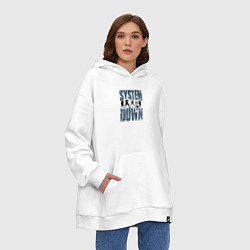 Толстовка-худи оверсайз System of a Down большое лого, цвет: белый — фото 2