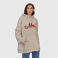 Толстовка-худи оверсайз Mrs: Just married, цвет: миндальный — фото 2