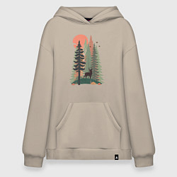 Толстовка-худи оверсайз Forest Adventure, цвет: миндальный