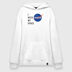 Толстовка-худи оверсайз Nasa i need my space, цвет: белый