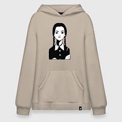 Толстовка-худи оверсайз Wednesday Addams, цвет: миндальный