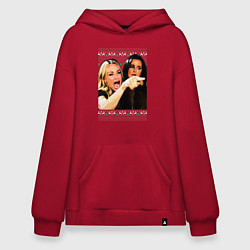 Толстовка-худи оверсайз Woman Yelling at a Cat, цвет: красный