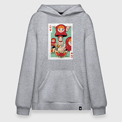 Толстовка-худи оверсайз Матрешка, цвет: меланж