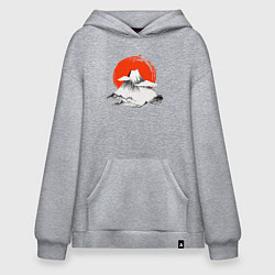 Толстовка-худи оверсайз Гора Фудзияма, цвет: меланж