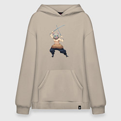 Толстовка-худи оверсайз KIMETSU NO YAIBA, цвет: миндальный