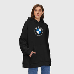 Толстовка-худи оверсайз BMW LOGO 2020, цвет: черный — фото 2