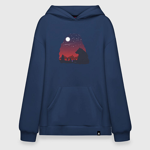 Худи оверсайз Медведь / Тёмно-синий – фото 1