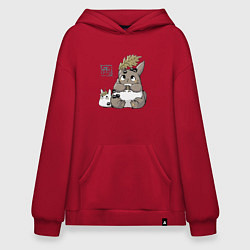 Толстовка-худи оверсайз Тоторо, цвет: красный