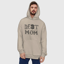 Толстовка-худи оверсайз Лучшая мама - best mom, цвет: миндальный — фото 2