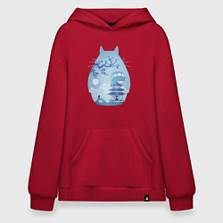 Толстовка-худи оверсайз Тоторо Миядзаки, цвет: красный