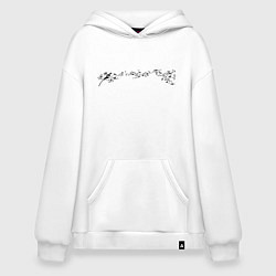 Толстовка-худи оверсайз Одуванчик скрипичный ключ ноты, цвет: белый