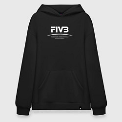 Толстовка-худи оверсайз FIVB ВОЛЕЙБОЛ, цвет: черный