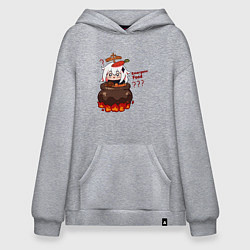 Толстовка-худи оверсайз Genshin Impact Paimon food, цвет: меланж