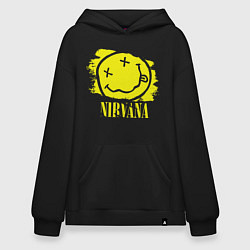 Толстовка-худи оверсайз Nirvana Smile, цвет: черный