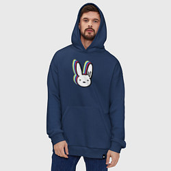 Толстовка-худи оверсайз Bad Bunny logo, цвет: тёмно-синий — фото 2