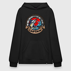 Толстовка-худи оверсайз Рыба меч Captain, цвет: черный