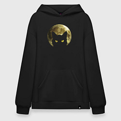 Толстовка-худи оверсайз Space Cat, цвет: черный