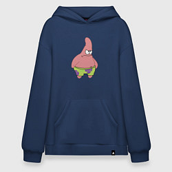 Толстовка-худи оверсайз Evil patrick, злой патрик, цвет: тёмно-синий