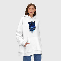 Толстовка-худи оверсайз Голова пантеры потекшая краска, цвет: белый — фото 2