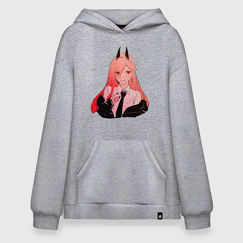 Худи оверсайз Милашка Пауэр из человек бензопила / Меланж – фото 1