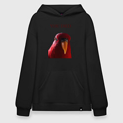Толстовка-худи оверсайз Красный попугай, цвет: черный