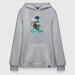Толстовка-худи оверсайз Венти Venti Genshin Impact, цвет: меланж