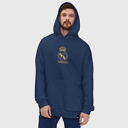 Толстовка-худи оверсайз Real Madrid gold logo, цвет: тёмно-синий — фото 2