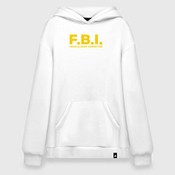 Толстовка-худи оверсайз FBI Женского тела инспектор, цвет: белый