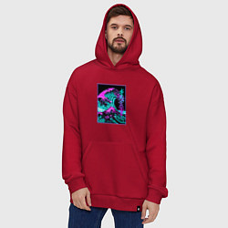 Толстовка-худи оверсайз НЕОНОВАЯ ВОЛНА, ЯПОНИЯ, ФУДЗИЯМА JAPAN NEON, цвет: красный — фото 2