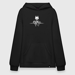 Толстовка-худи оверсайз Stray: White Logo, цвет: черный
