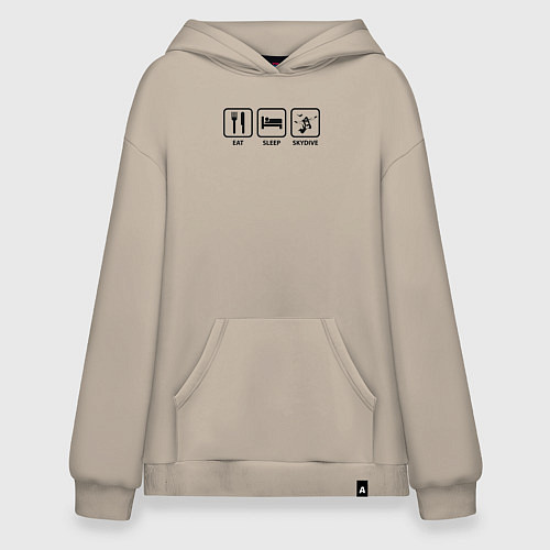 Худи оверсайз Есть Спать Прыгать с парашютом / Миндальный – фото 1