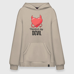 Толстовка-худи оверсайз Valentines Day Devil, цвет: миндальный