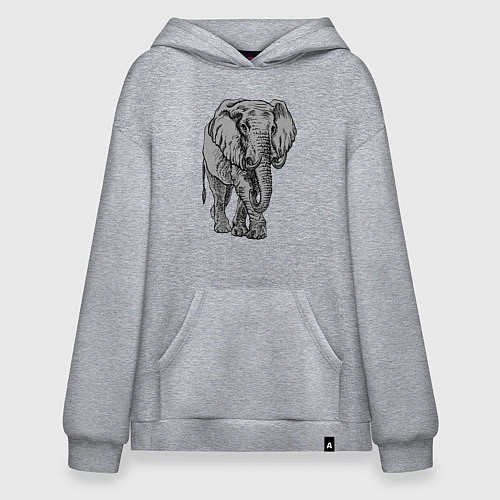 Худи оверсайз Огромный могучий слон / Меланж – фото 1