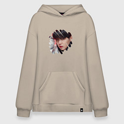 Толстовка-худи оверсайз Agust D SUGA BTS, цвет: миндальный