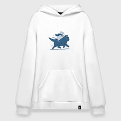 Толстовка-худи оверсайз Путешествие на коте, цвет: белый