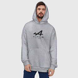Толстовка-худи оверсайз Alpine F1 team Black Logo, цвет: меланж — фото 2