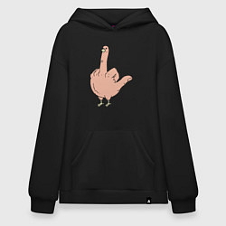 Толстовка-худи оверсайз Fuck you chicken, цвет: черный
