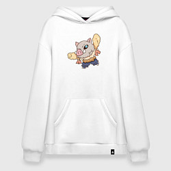 Толстовка-худи оверсайз Иноске и креветки, цвет: белый