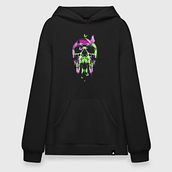 Толстовка-худи оверсайз Skull & Butterfly Neon, цвет: черный