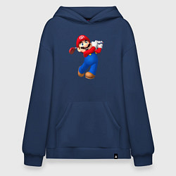 Толстовка-худи оверсайз Марио - крутейший гольфист Super Mario, цвет: тёмно-синий