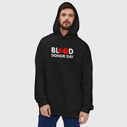 Толстовка-худи оверсайз Blood Donor Day, цвет: черный — фото 2
